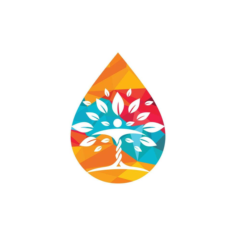 Water drop with human tree icon vector logo design. Nature plant water spring logo water drop natural design vector.