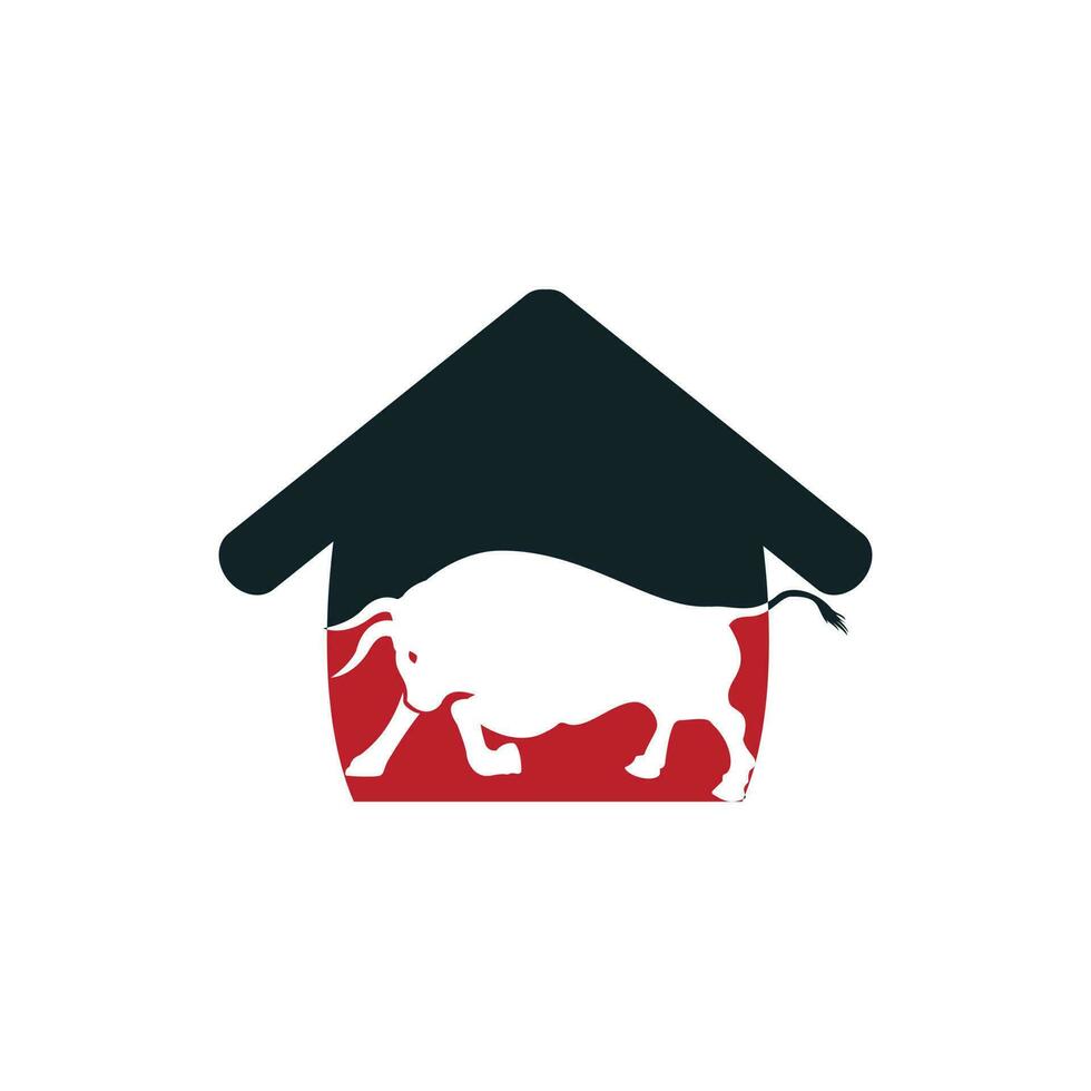 Bull house vector logo design.