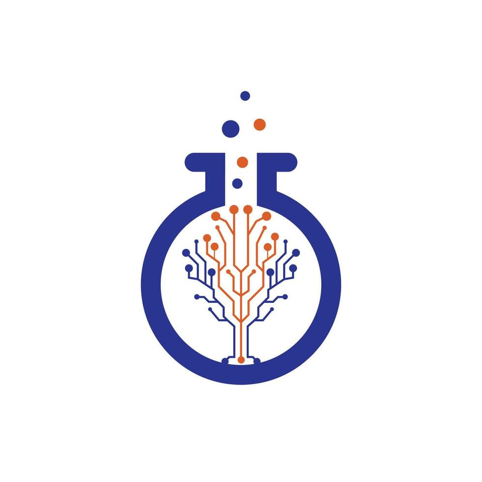 Tech Lab vector logo design. Technology lab flask icon.