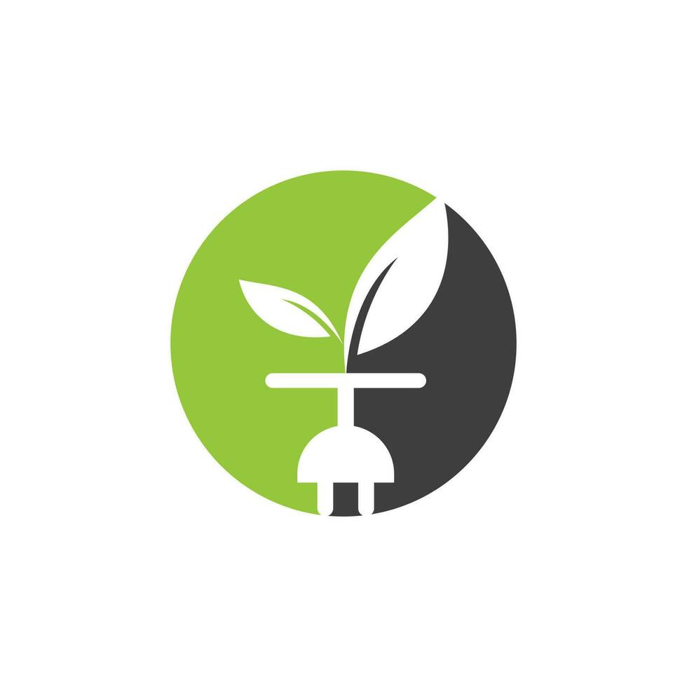 Eco Plug vector logo design. Leaf plug energy logo concept.