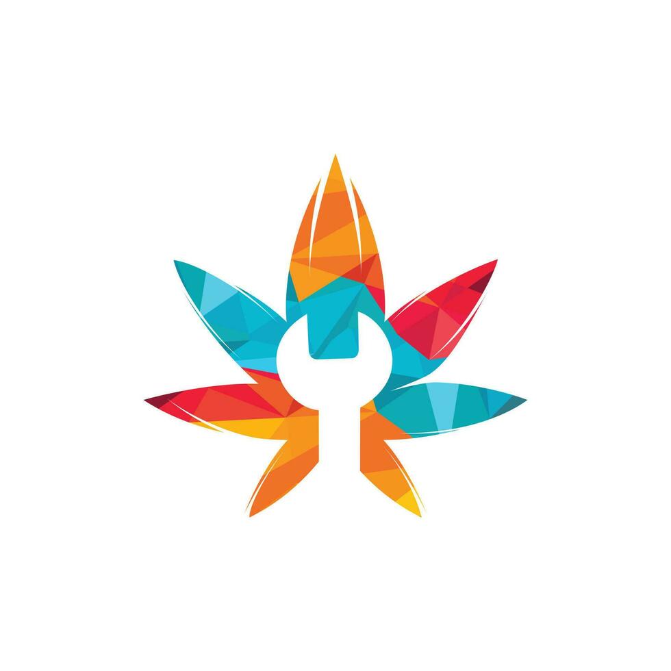 diseño de logotipo vectorial de llave inglesa de cannabis. vector