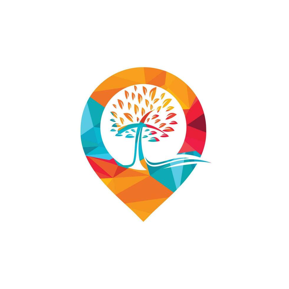 Church and map pointer logo design. Church and gps locator symbol or icon. vector