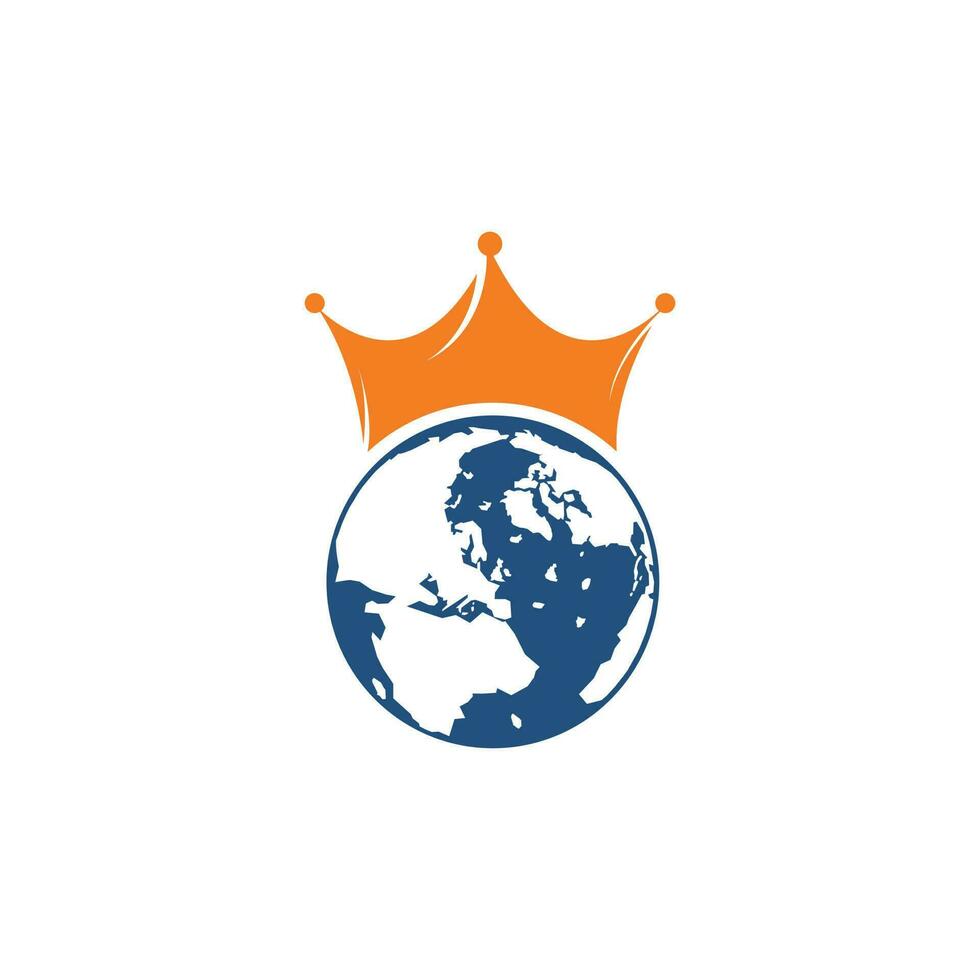 diseño del logotipo vectorial del planeta rey. diseño del icono del logotipo del rey del mundo. vector