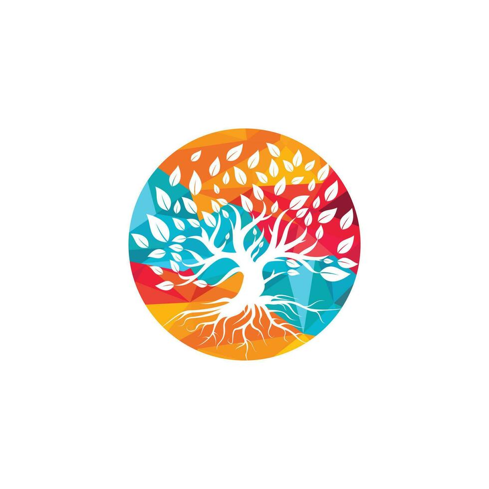 Tree root logo vector design illustration. Tree of Life logo design inspiration.