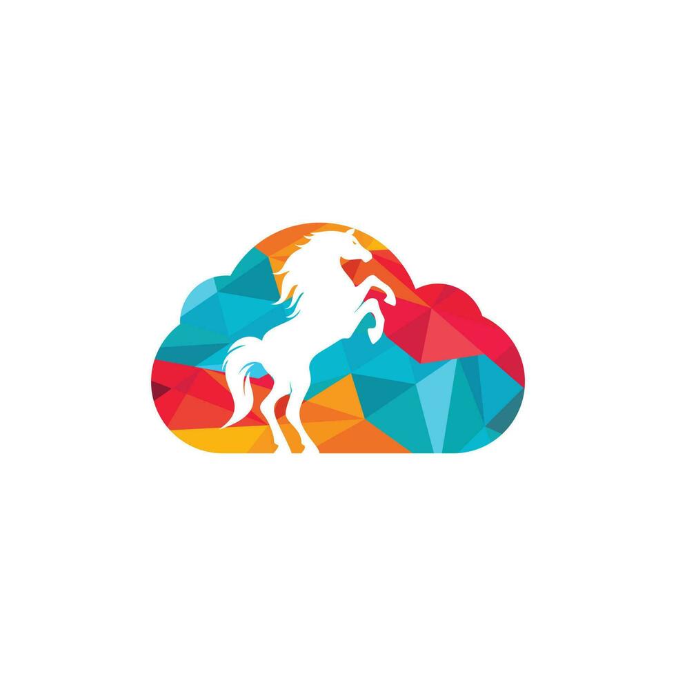 diseño de logotipo de vector de nube de caballo. diseño creativo de iconos de caballos y nubes.