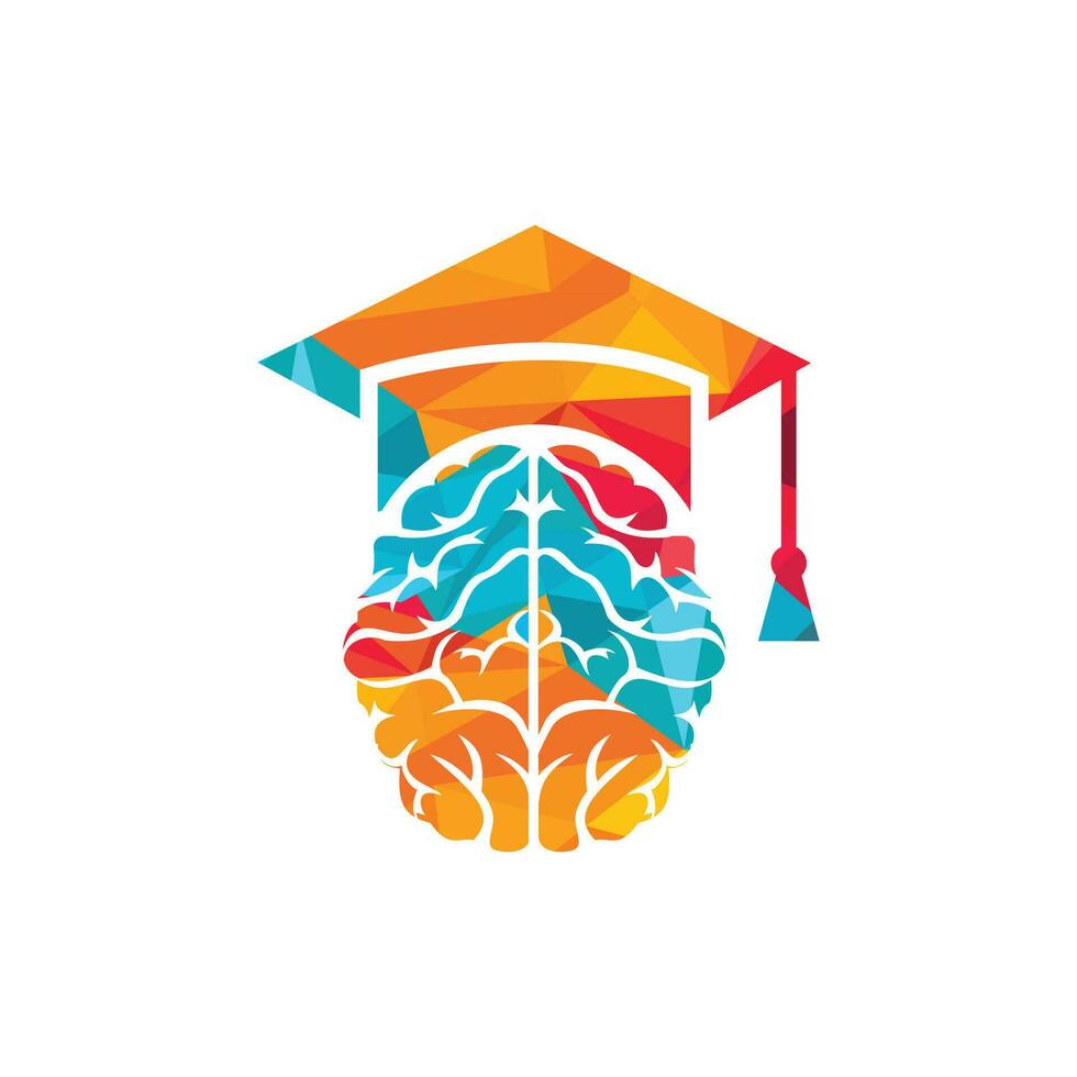 Brain and graduation cap icon design. Educational and institutional logo design. vector