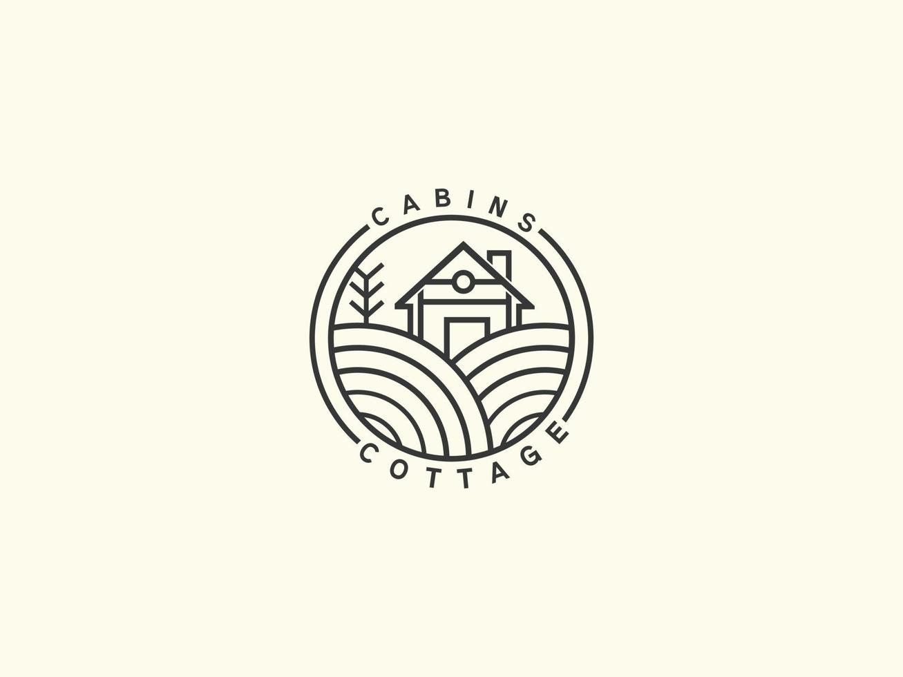 Diseño de ilustración de vector de logotipo de cabaña cabaña, vector libre de plantilla de diseño de logotipo de cabaña cabaña