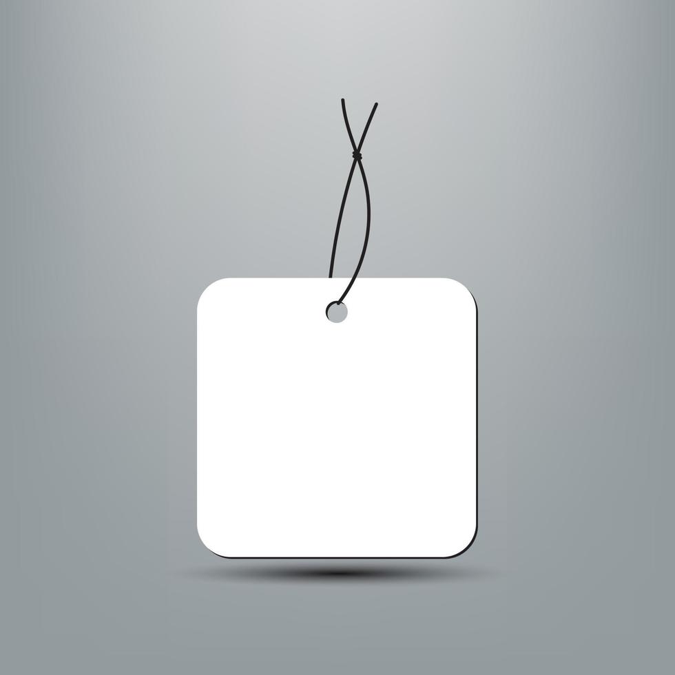 Blank white paper price tag or gift tag with cord vector