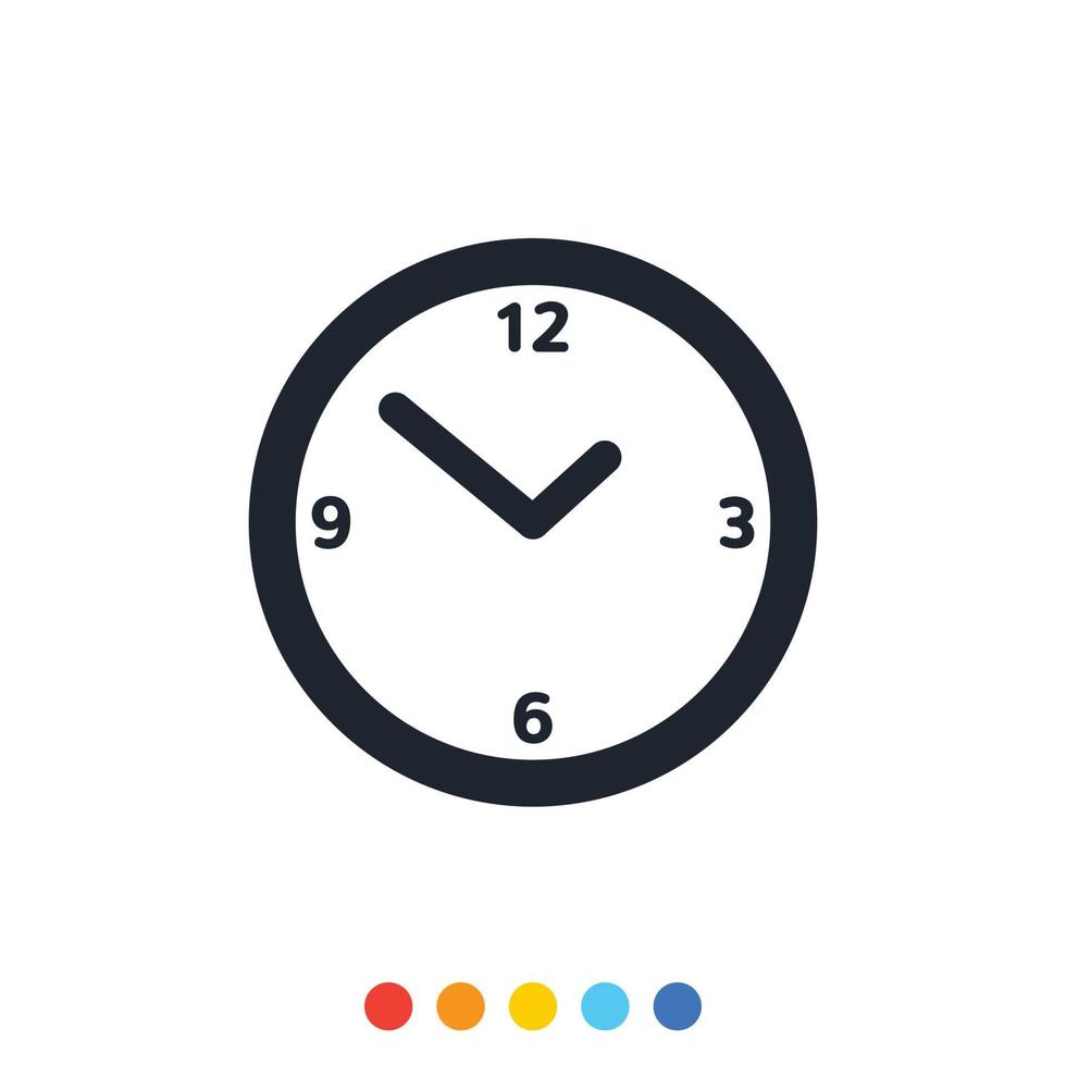 icono de reloj mínimo, reloj analógico, vector e ilustración.