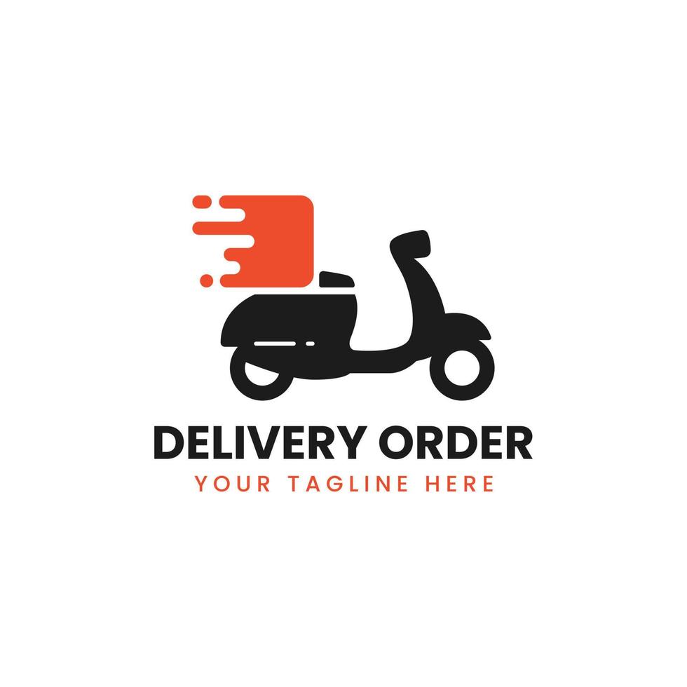 pedido de entrega rápida rápida scooter motocicleta bicicleta con el logotipo del icono de la caja vector