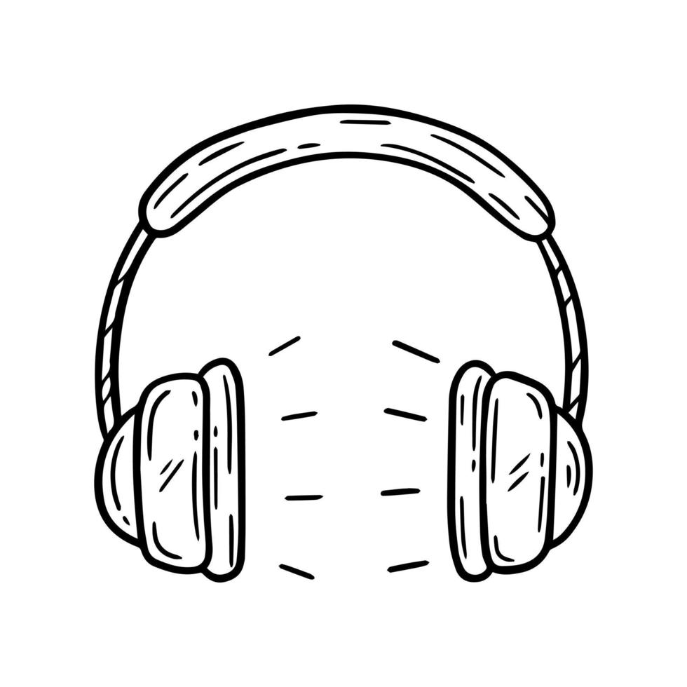 headphones Headset Audio in doodle sketch hand drawn lines icon vector
