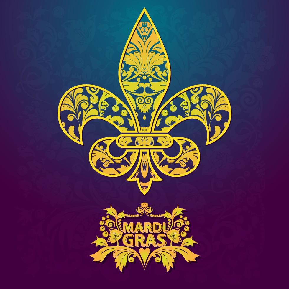 Pattern background with ornate golden mask Mardi Gras Vector illustration