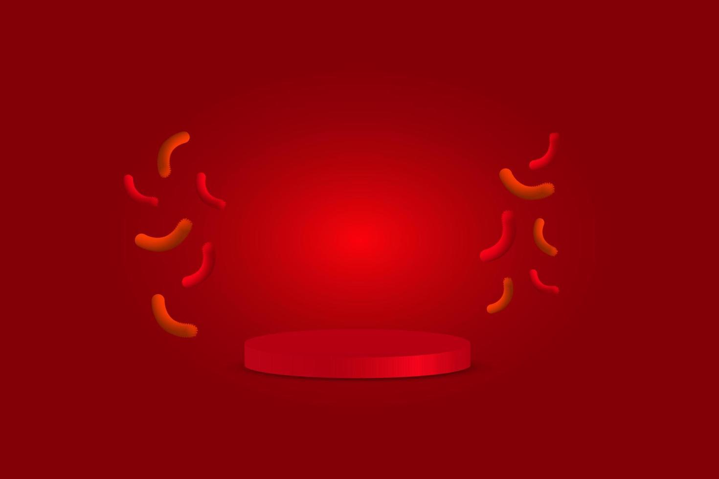 Red Podium Background with Snack Ornaments. vector