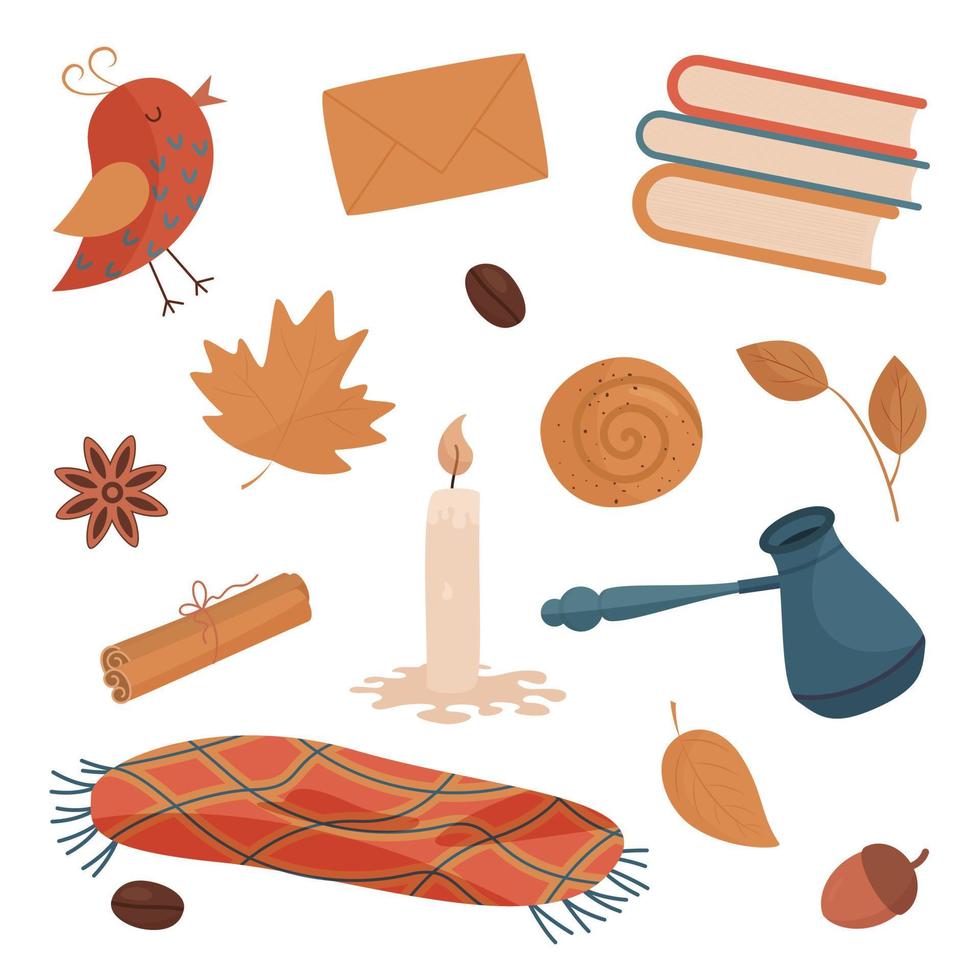 autumn cozy items vector