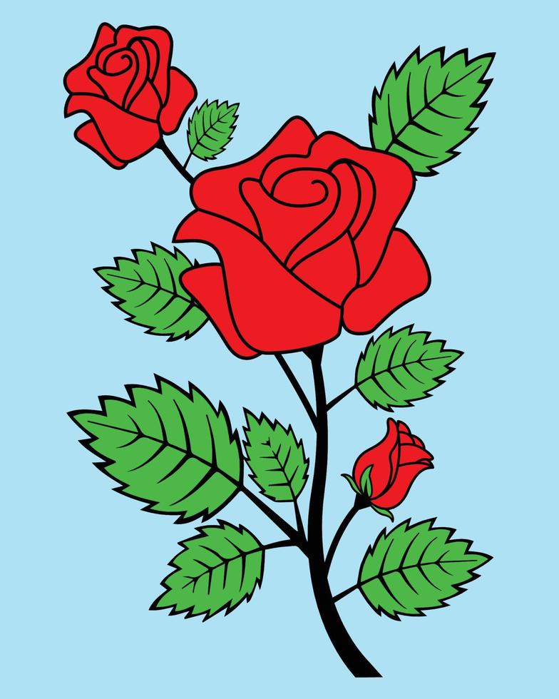 diseño de rosas rojas y hojas. ilustración vectorial vector
