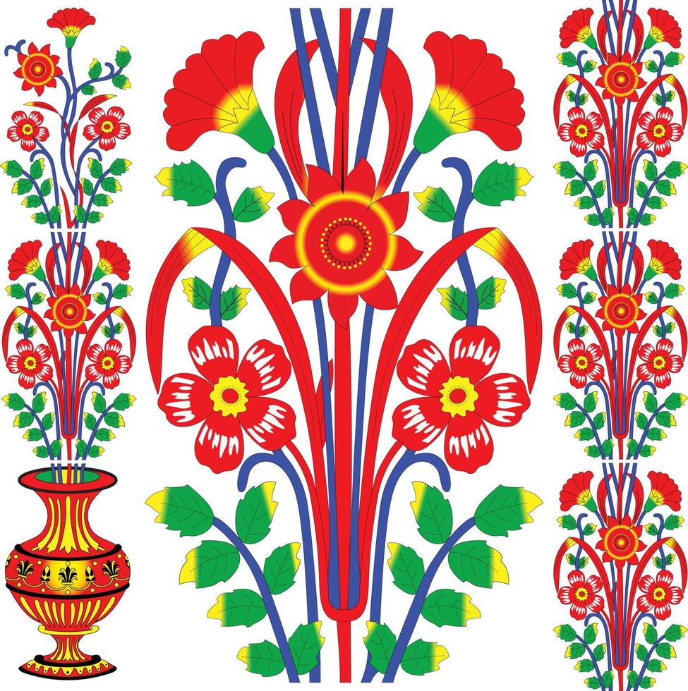 diseño de flores patrón. diseño de flores de la puerta principal vector de diseño de flores de patrón de azulejos