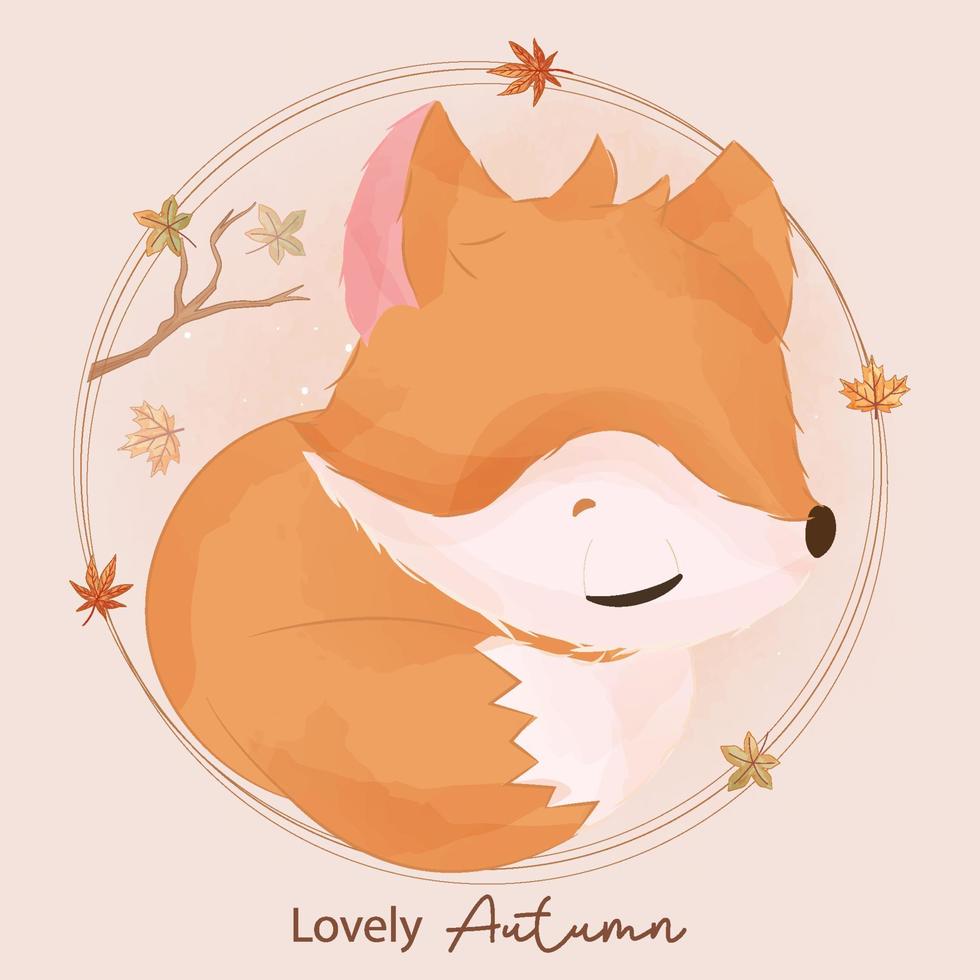 Autumn series little fox illustration vector