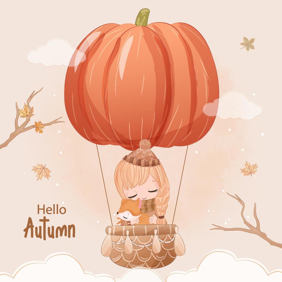 Autumn series little girl illustration vector