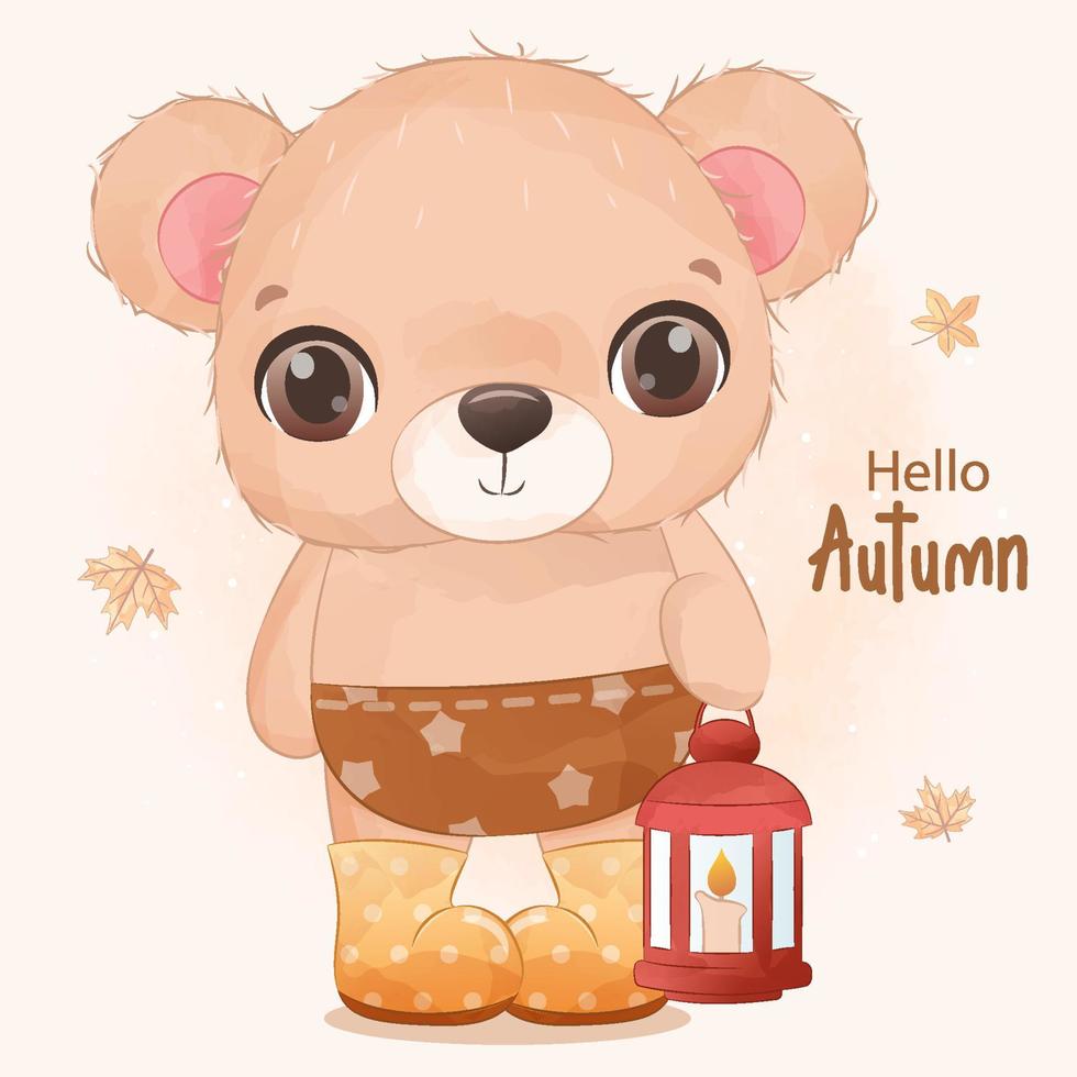 Autumn series little bear illustration vector