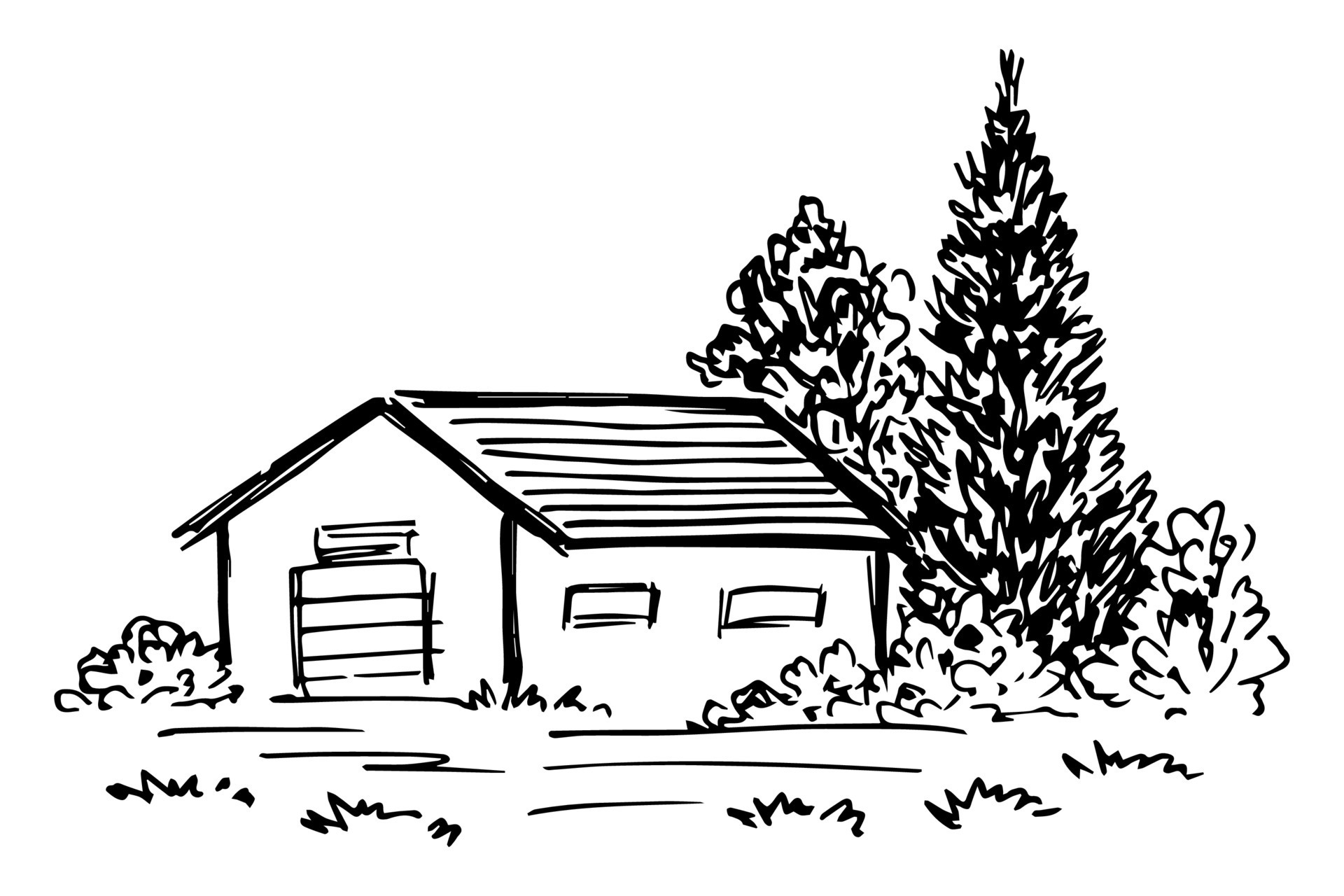 Handdrawn black and white vector drawing in engraving style