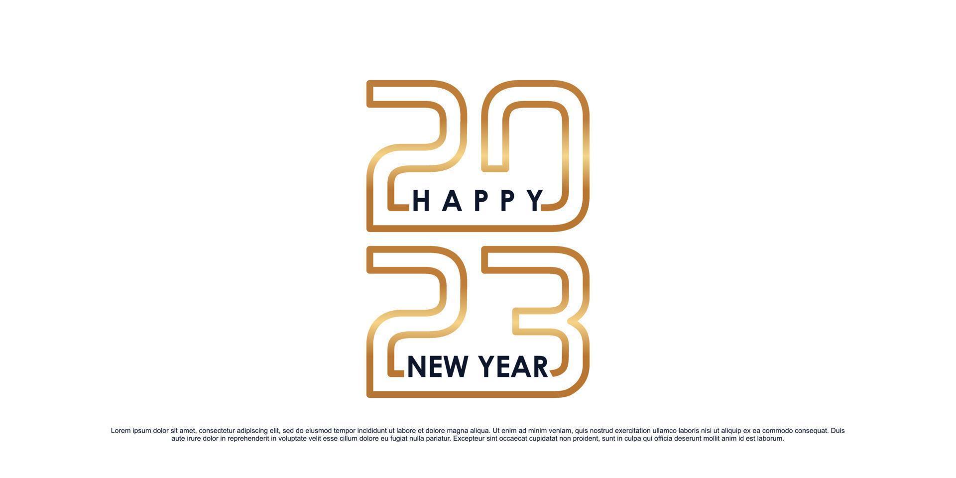 Golden gradient color 2023 logo design for new year with unique modern concept Premium Vector