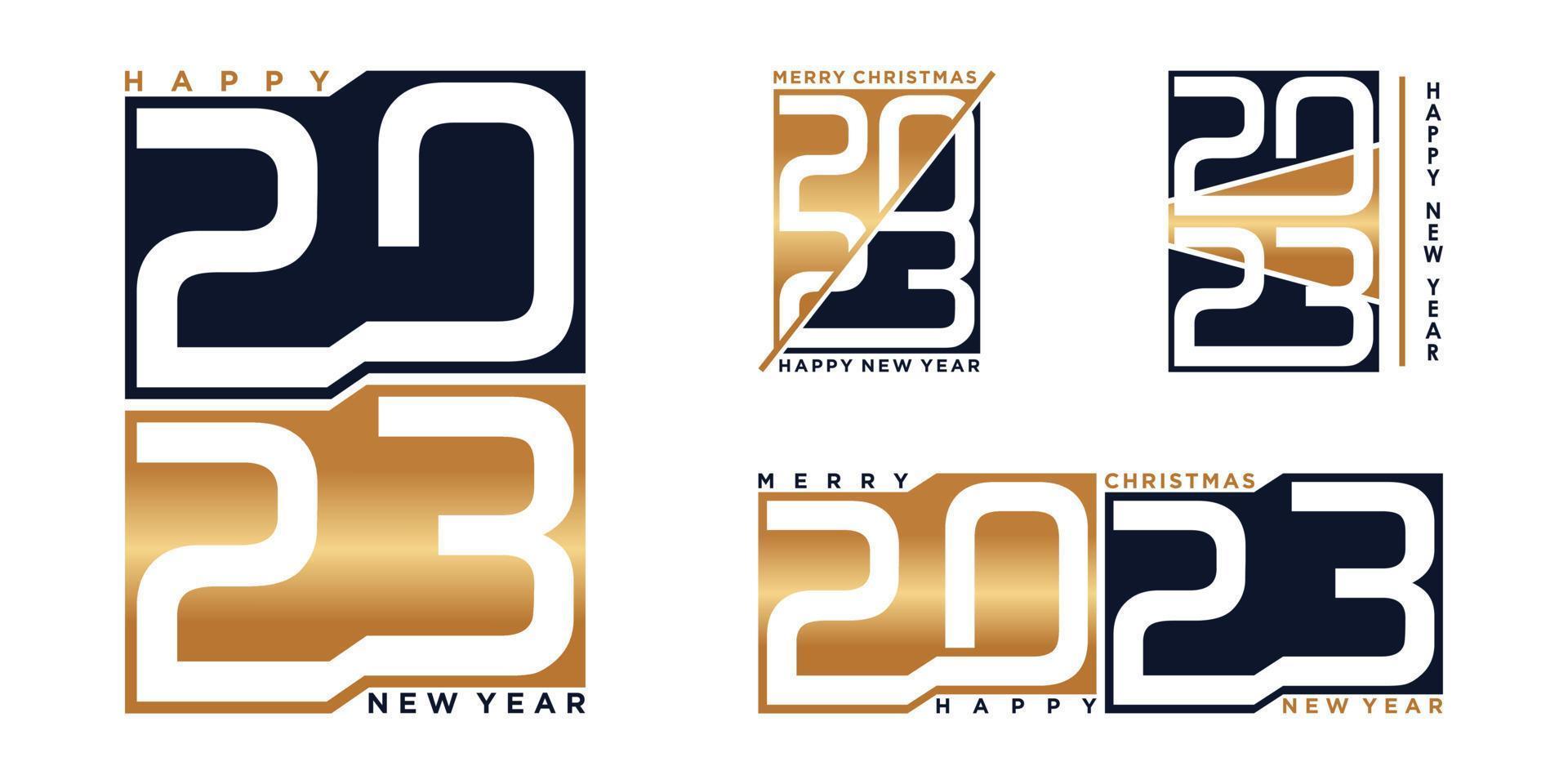 Set of 2023 logo design bundle for new year with golden color and unique concept Premium Vector