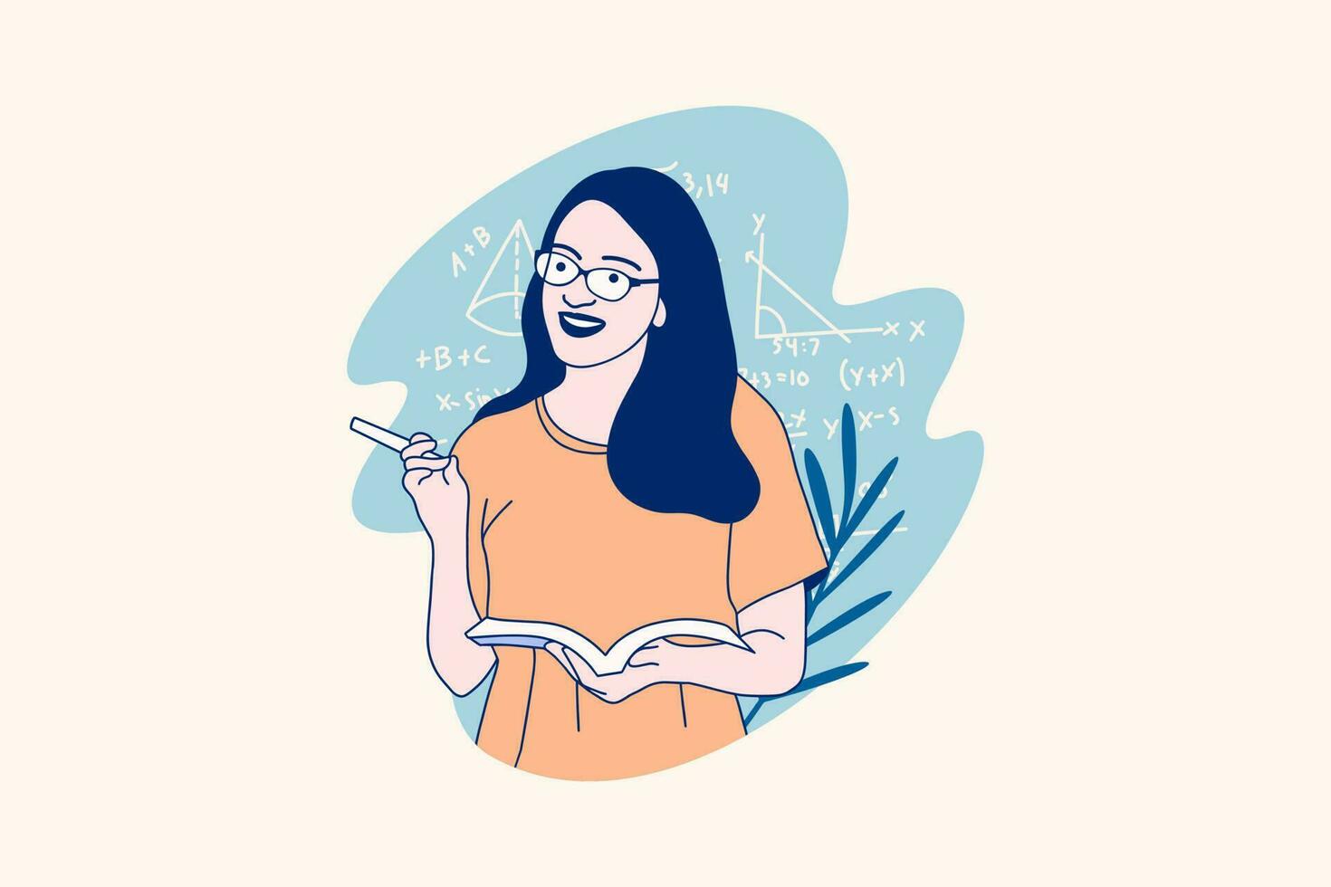 Illustrations of Beautiful Female Teacher for World Teachers' Day design concept vector