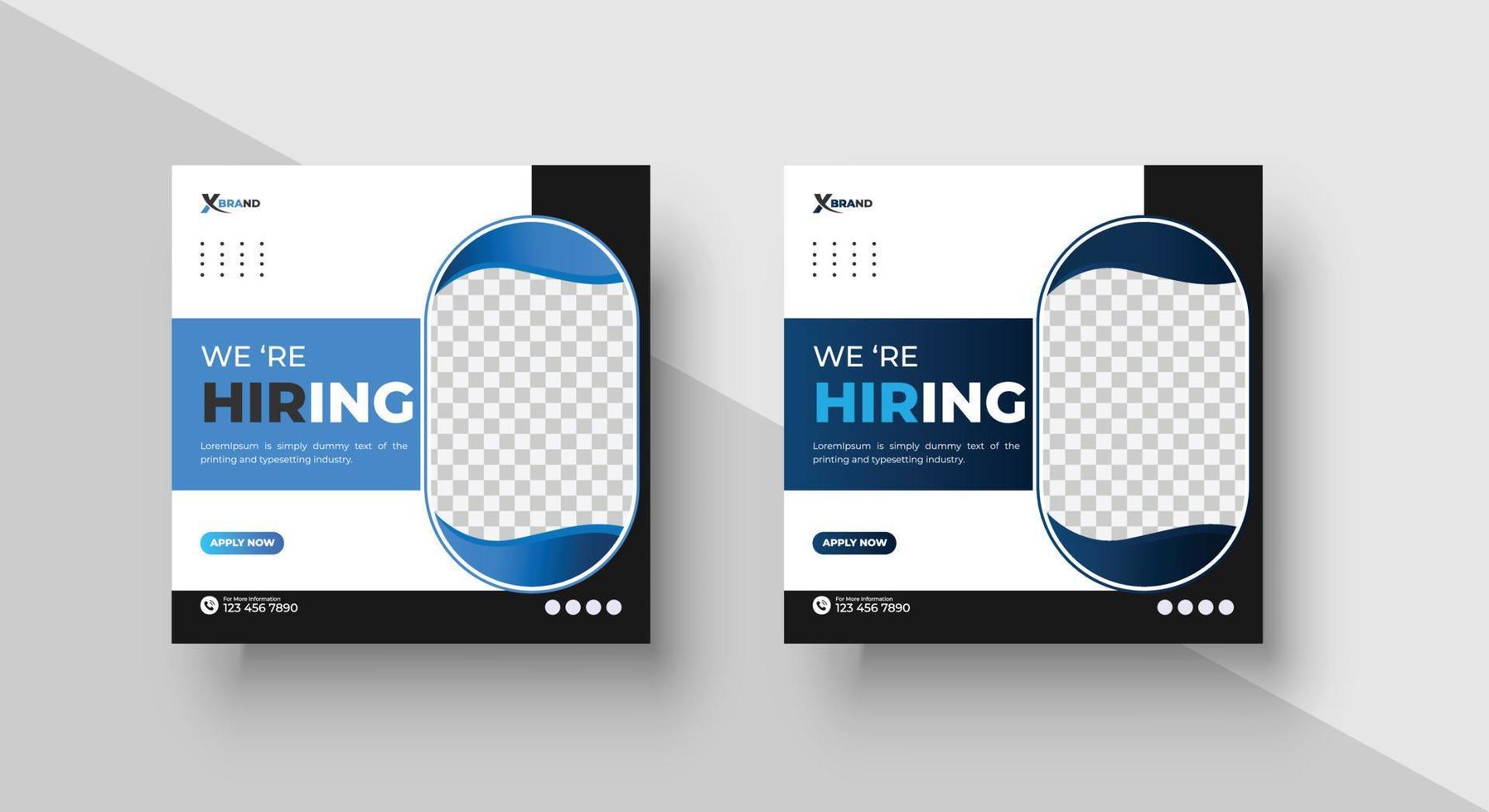 Poster for we are hiring. employees needed. Social media template job vacancy recruitment vector