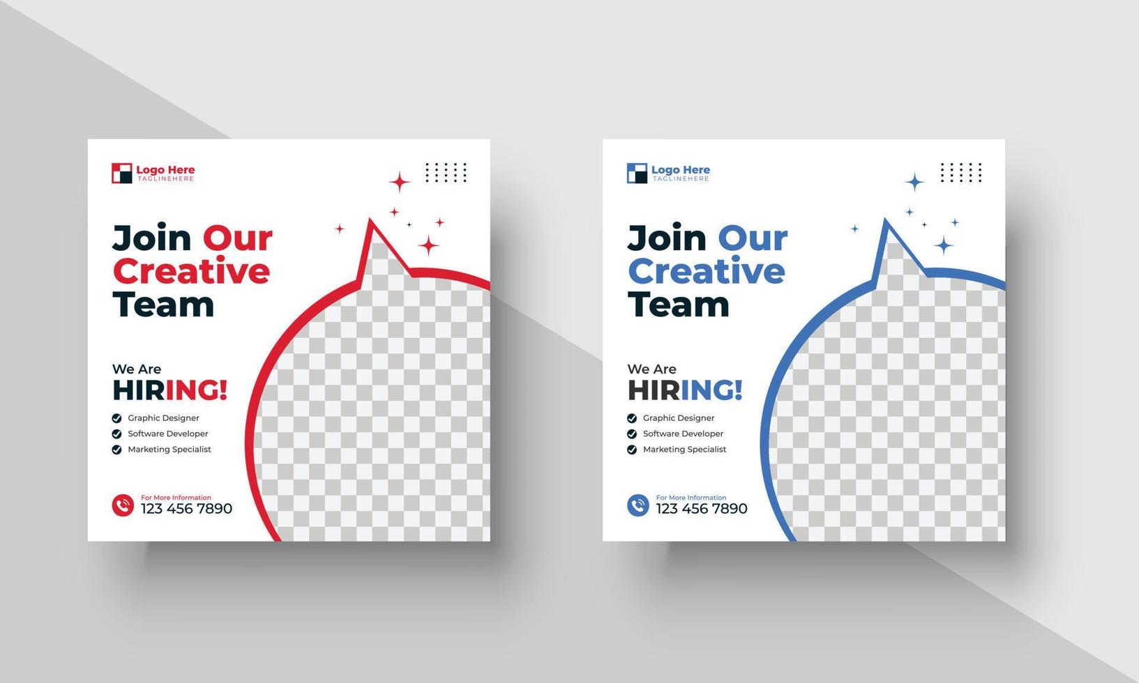 Poster for we are hiring. employees needed. Social media template job vacancy recruitment vector