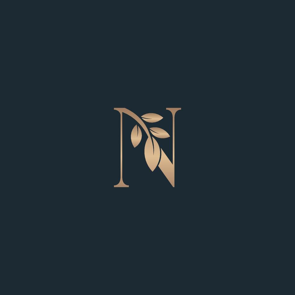 beauty letter logo N leaf luxury logo cosmetic vector