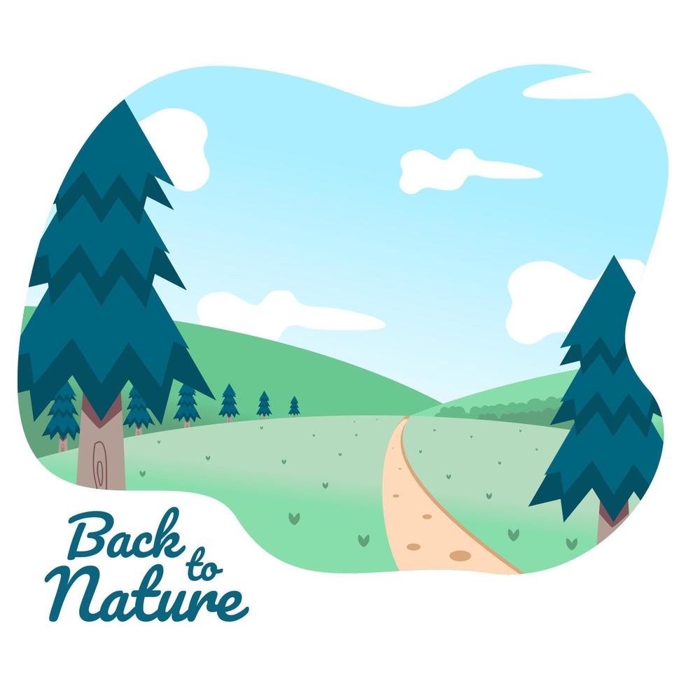 paisaje con árboles y montañas ilustración vectorial vector