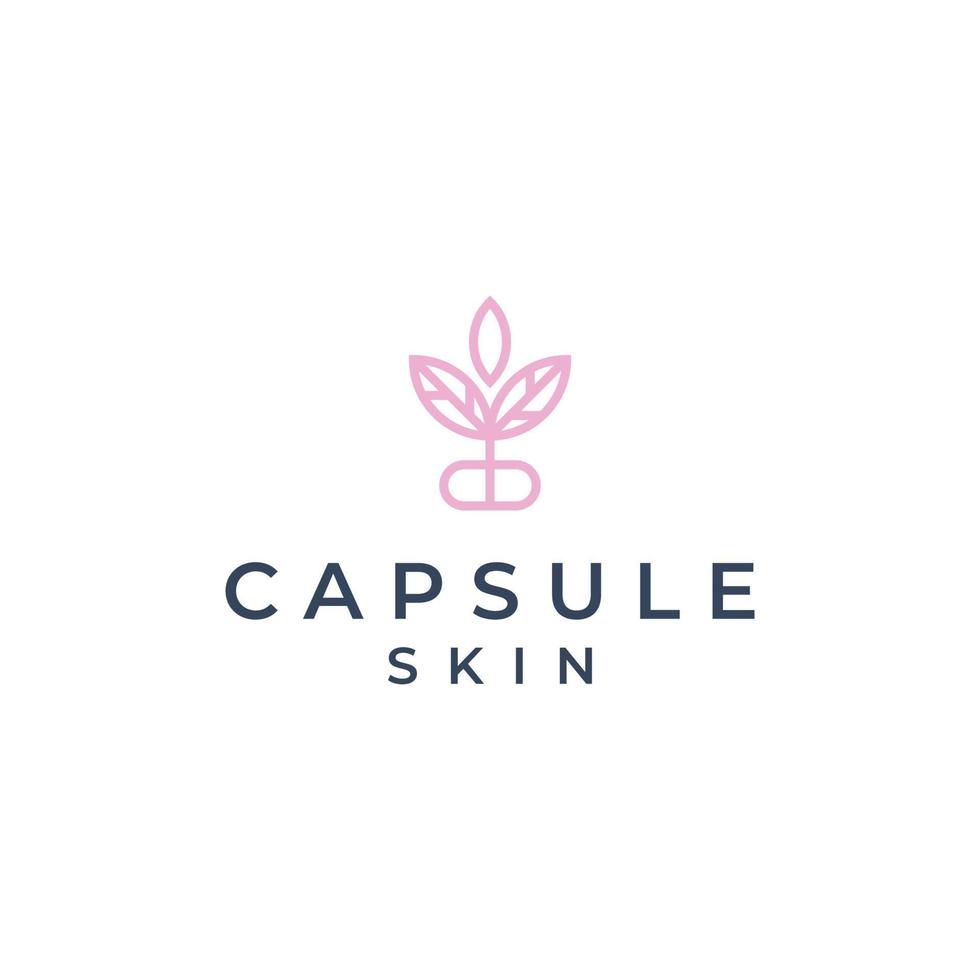 Capsule with Leaf Logo Skincare Vector Business