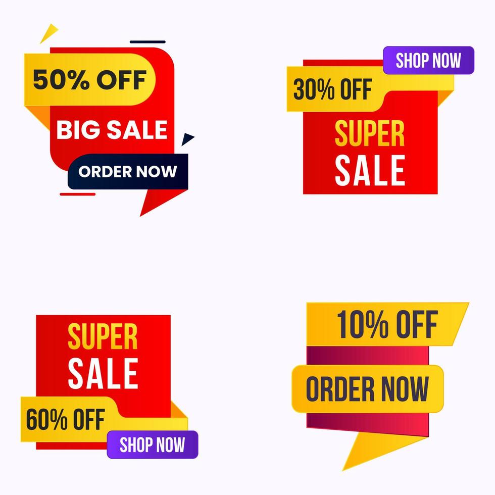 big sale offer banner vector  up to 10, 15, 20, 30, 40, 50, and 60 percent off label set