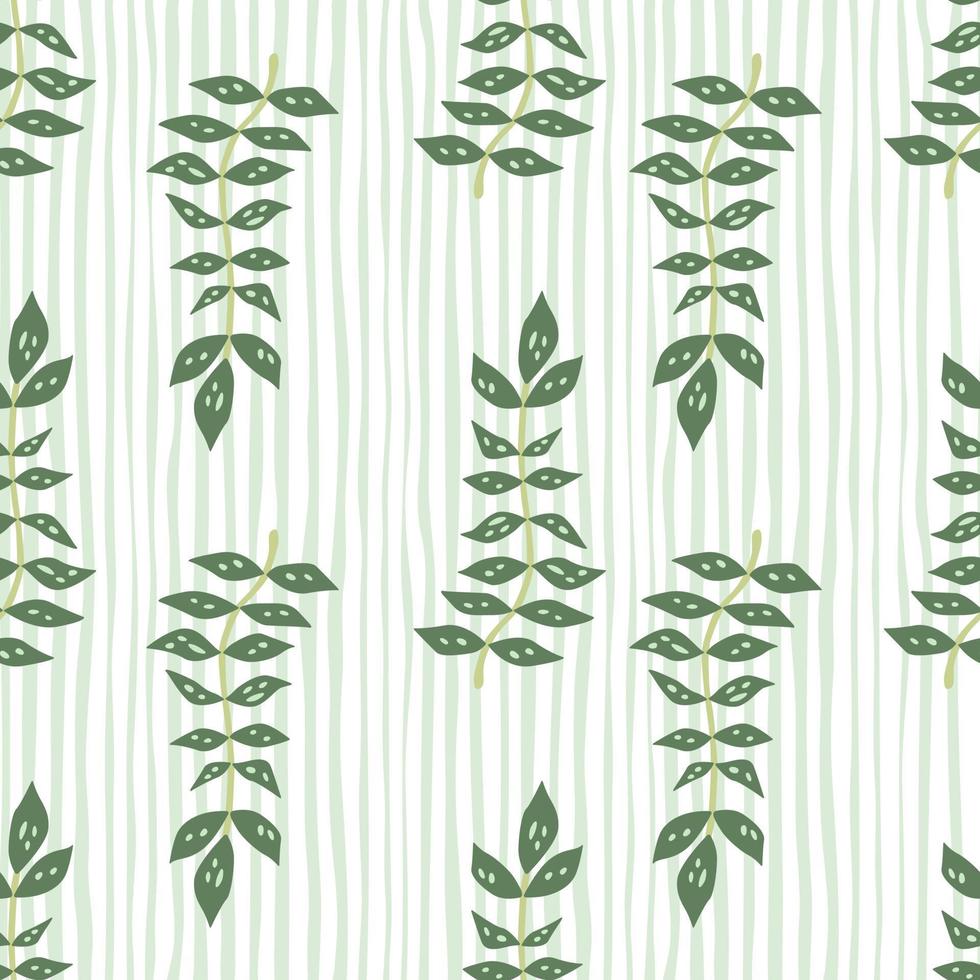 Hand drawn branches with leaves seamless pattern. Simple organic background. vector