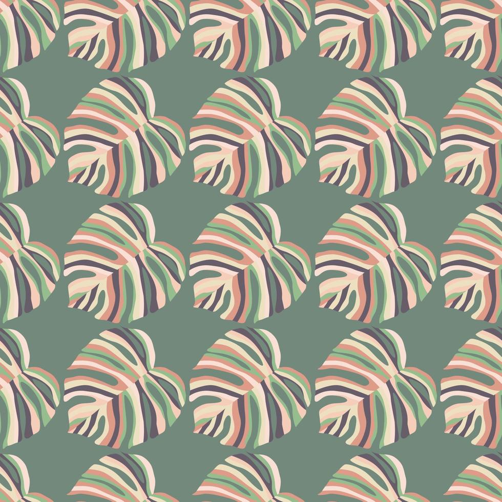 Monstera leaf tropical seamless pattern. palm leaves endless background. Botanical wallpaper. vector