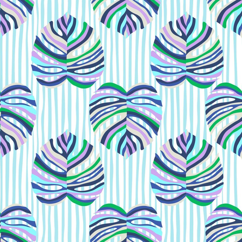 Monstera leaf tropical seamless pattern. palm leaves endless background. Botanical wallpaper. vector