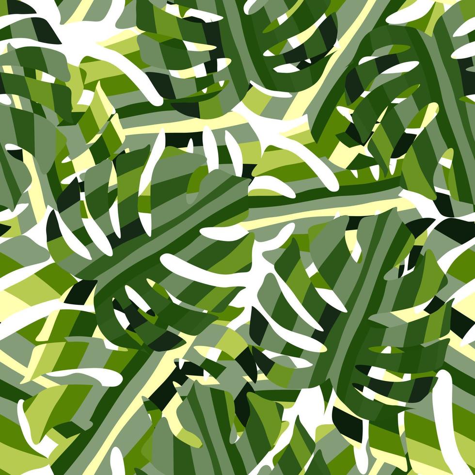 Monstera decorativa siluetas de patrones sin fisuras. papel tapiz de hojas de palma exóticas. vector