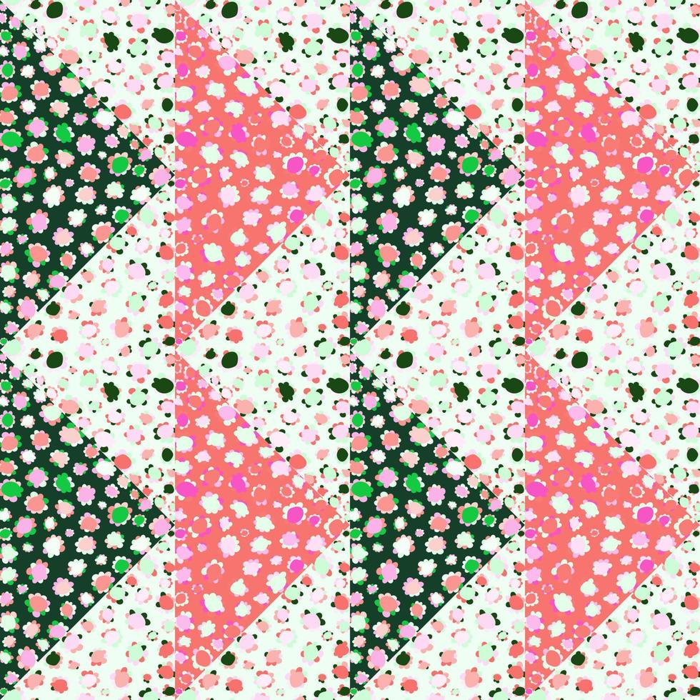 punto abstracto formas de patrones sin fisuras. Fondo de pantalla de flores de manzanilla de mosaico creativo. ornamento floral telón de fondo botánico. vector