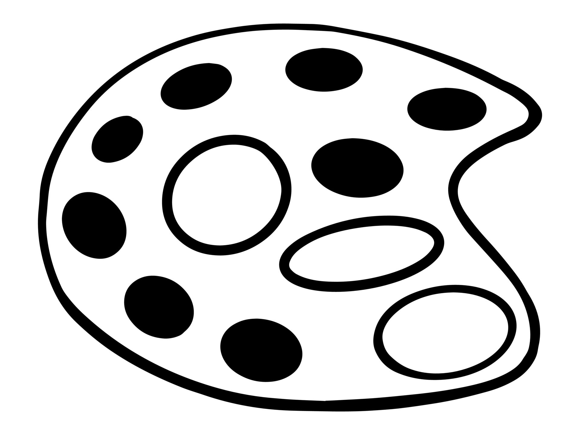 palette linear illustration. Handdrawn palette doodle. Line art style