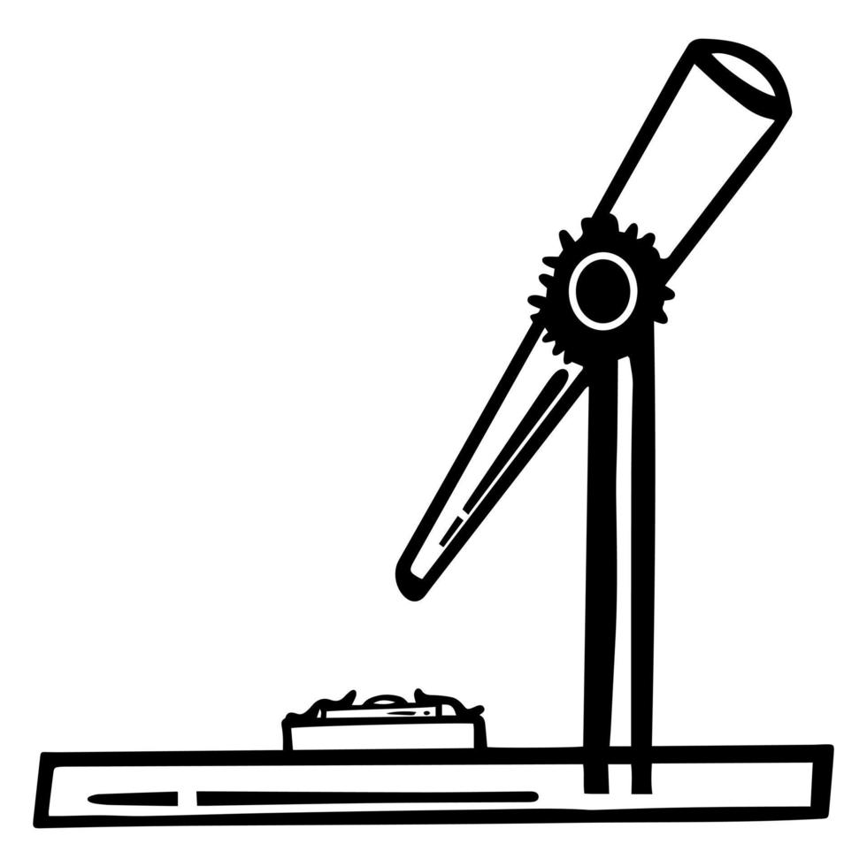 Microscope. chemistry lab icon. line art, sketch Microscope. education icon vector
