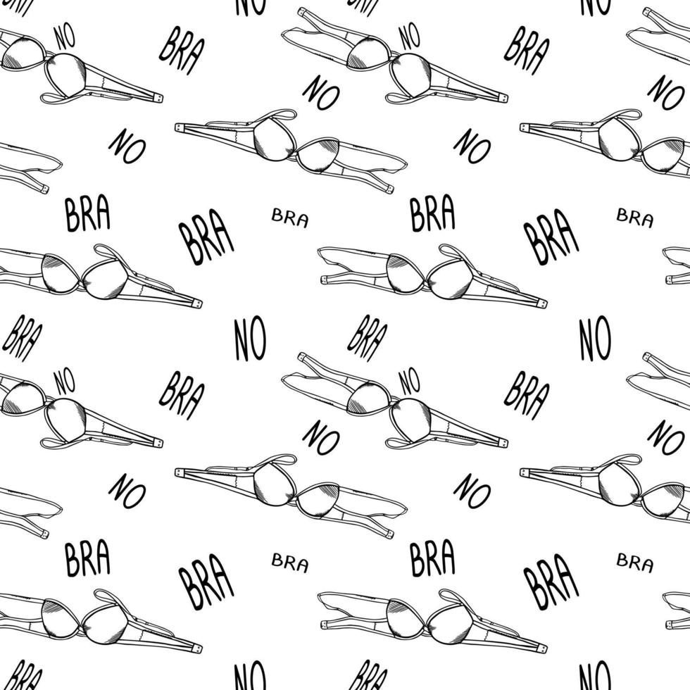 World no bra day. Vector illustration. October 13. Line art.