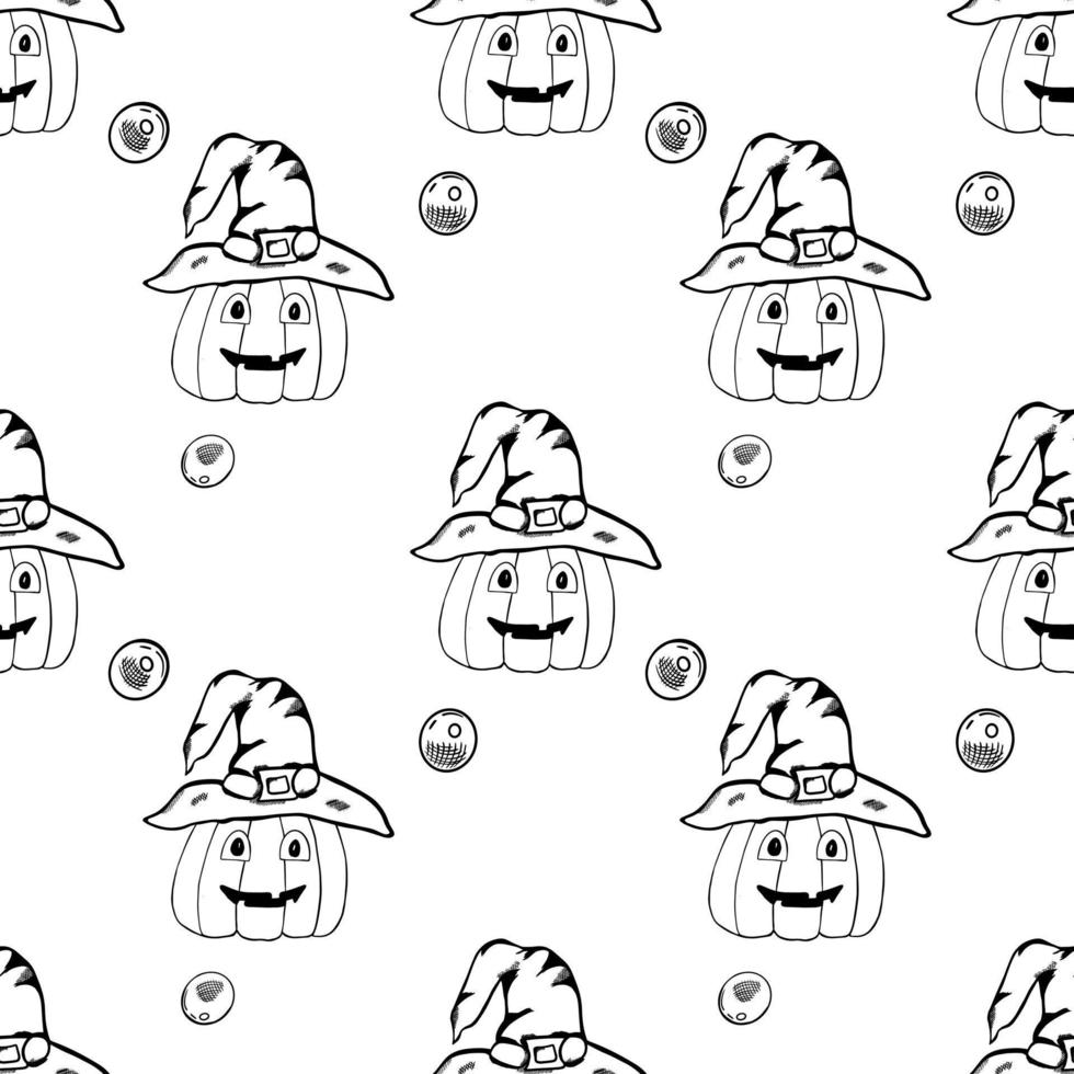 Halloween seamless pattern on white background. vector illustration.