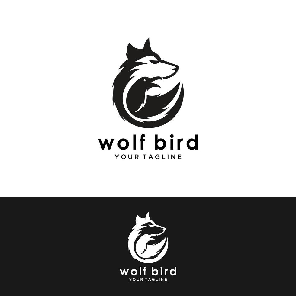 MobileWolf or lion face and bird icon vector