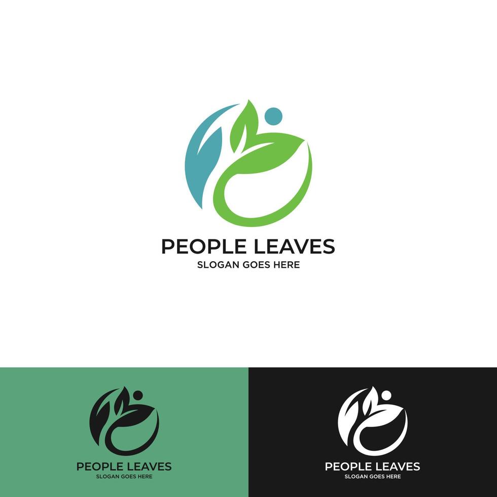 nature logo vector. person and leaf symbol. vector