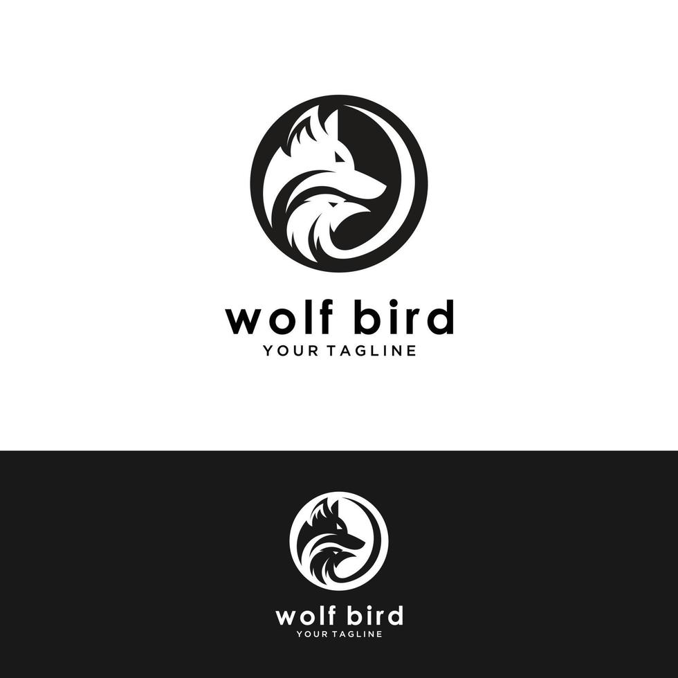 MobileWolf or lion face and bird icon vector