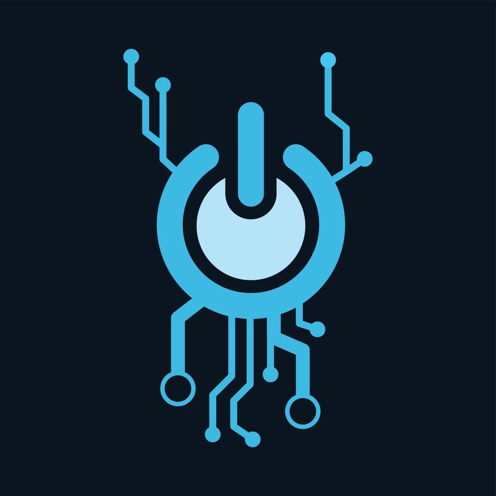 High tech power button vector logo icon