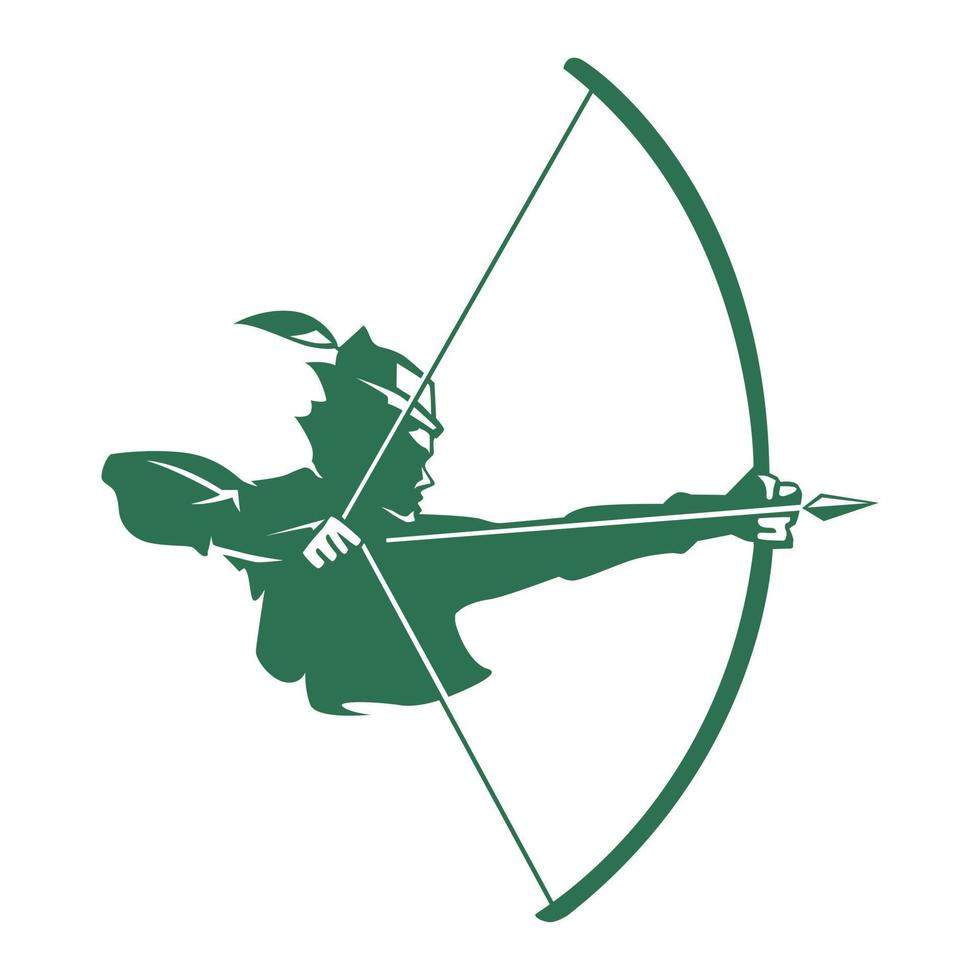 símbolo icono logo vector un arquero verde