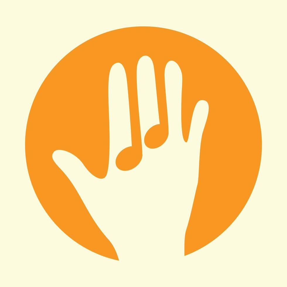 Hand and musical note vector logo illustration