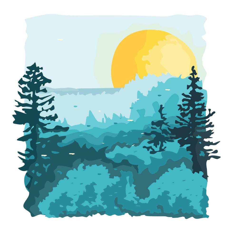 ilustración vectorial de la pintura del paisaje marino vintage vector