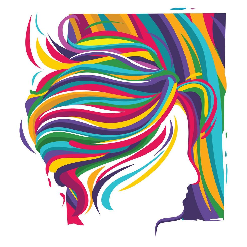 Beautiful colorful woman vector abstract illustration